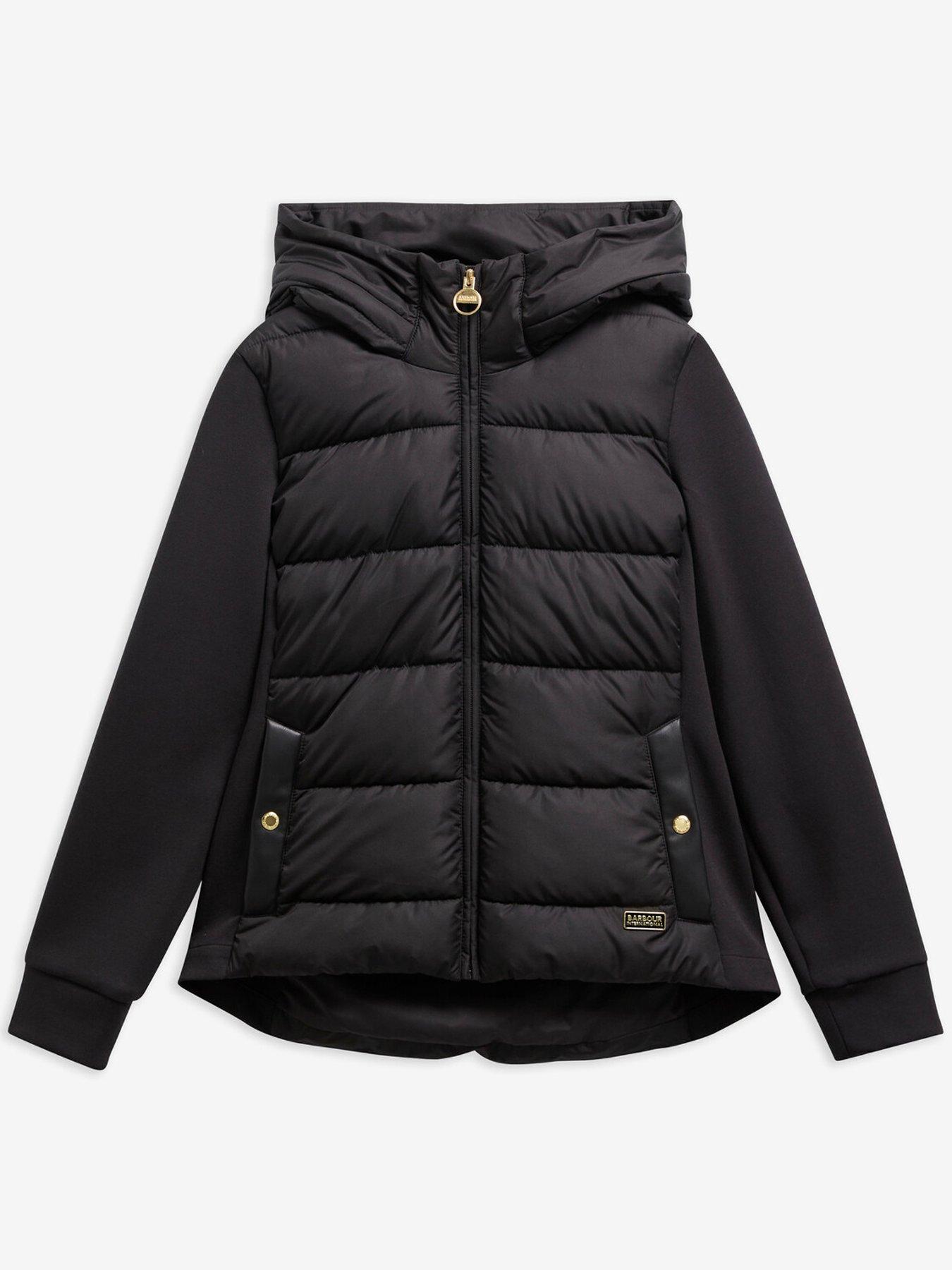 Image 7 of 7 of Barbour International Womens Conway Quilted Zip-Through Hooded Sweatshirt - Black