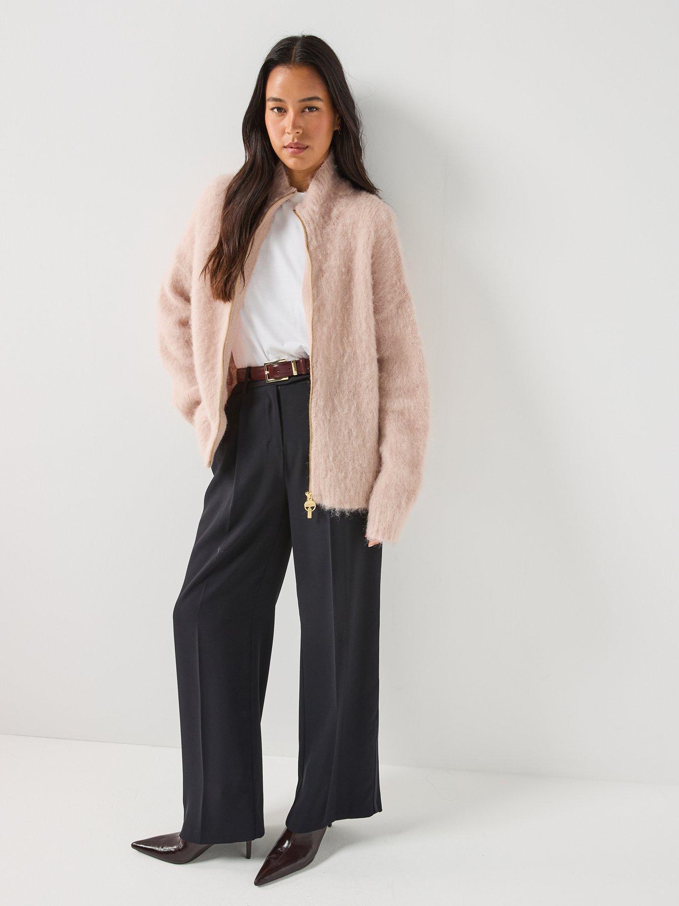Image 3 of 6 of Barbour International Ramona Knitted Zip-Up Jacket - Beige