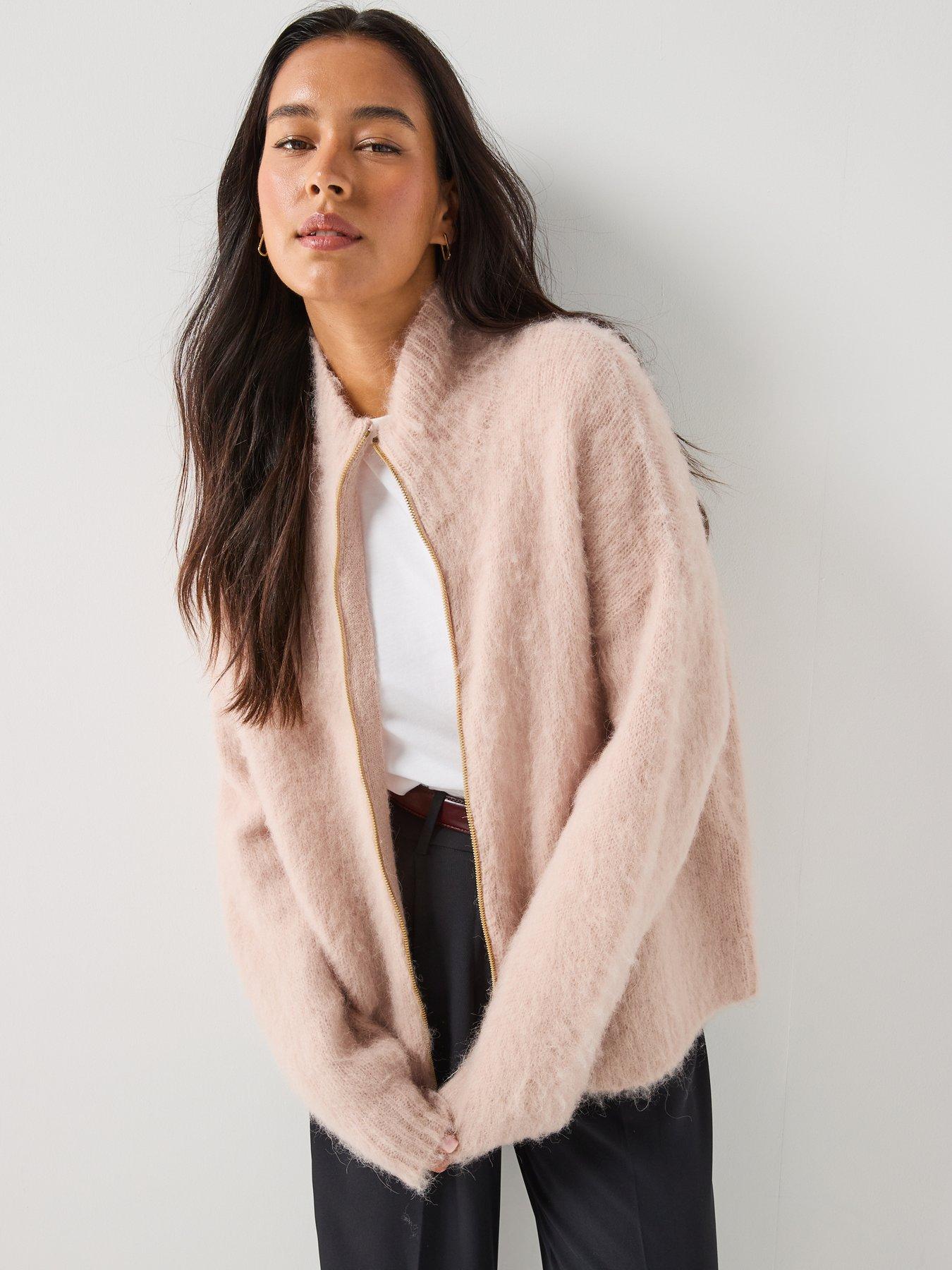 Image 5 of 6 of Barbour International Ramona Knitted Zip-Up Jacket - Beige