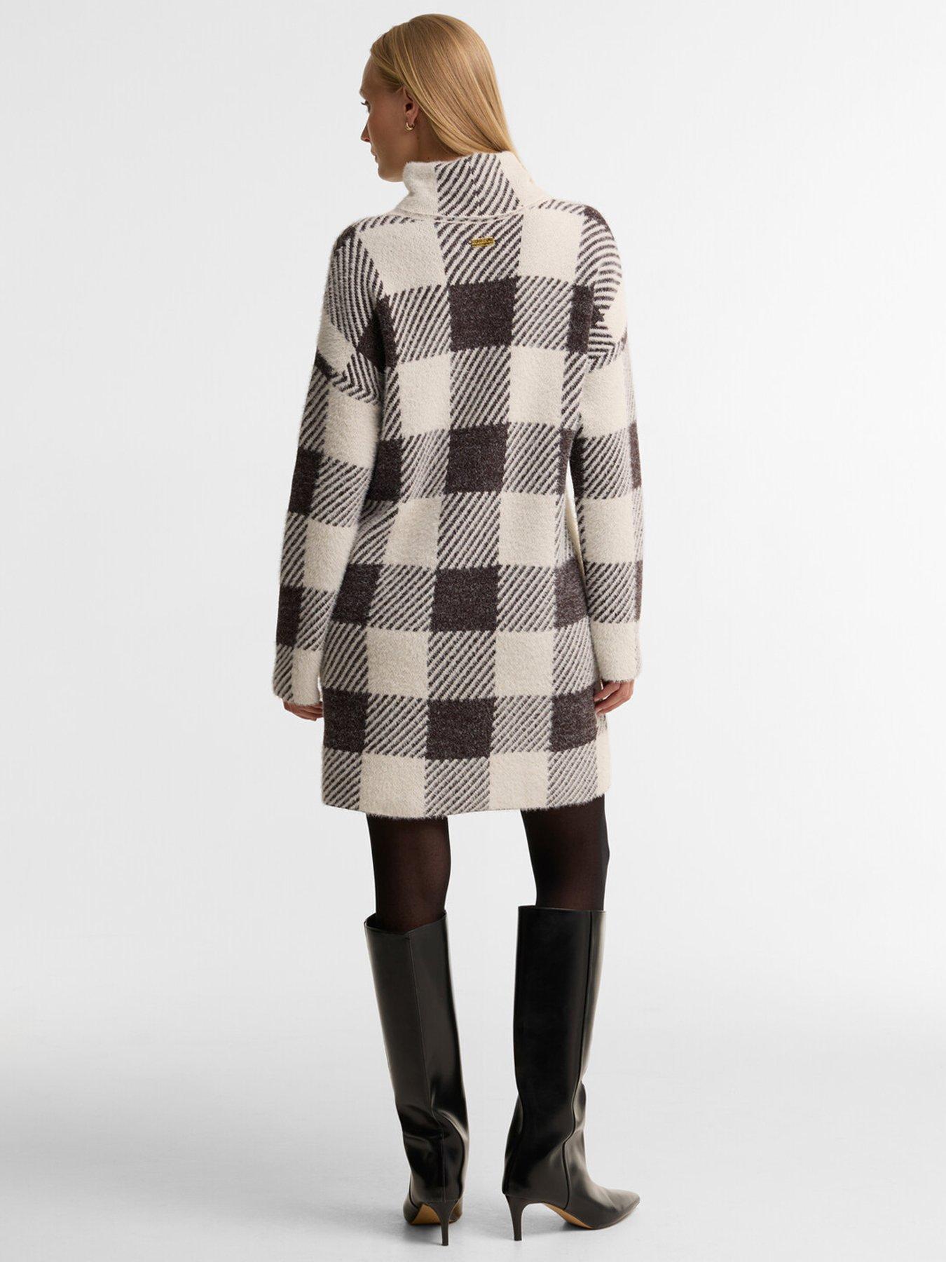Image 2 of 5 of Barbour International Womens Check Roll Neck Long Sleeve Mini Dress - Brown