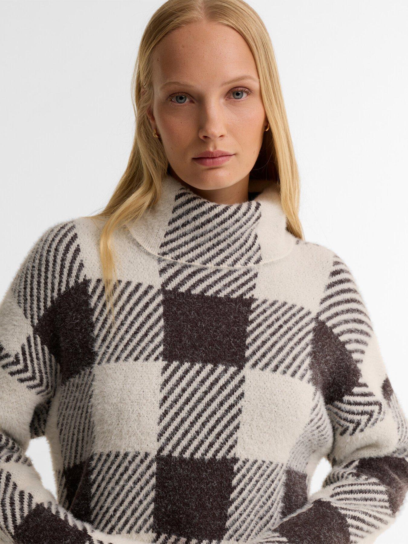 Image 4 of 5 of Barbour International Womens Check Roll Neck Long Sleeve Mini Dress - Brown