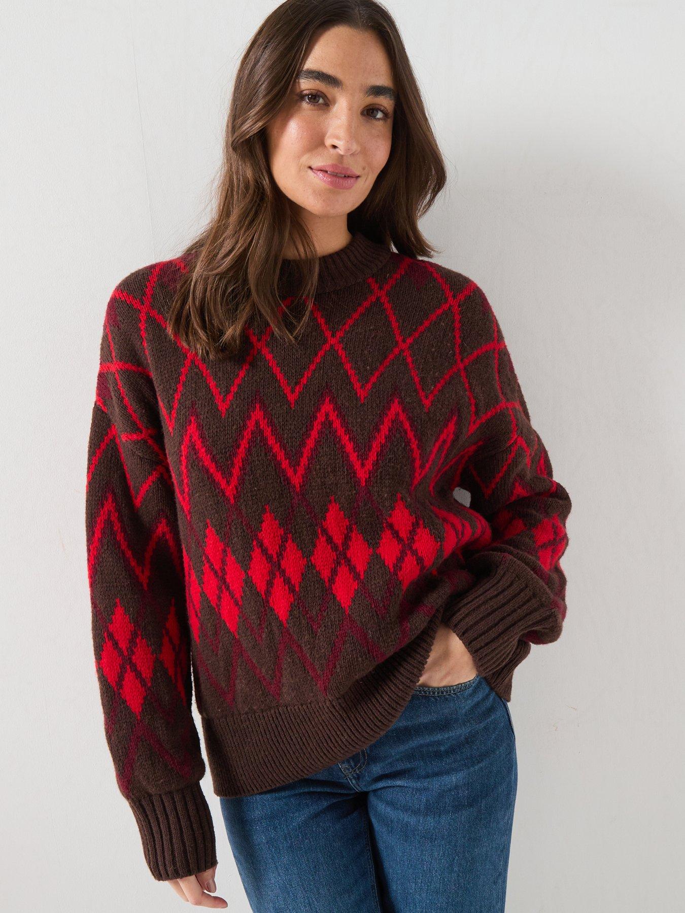 Image 1 of 6 of Barbour Womens Adina Heritage Pattern Crew Neck Jumper - Multi