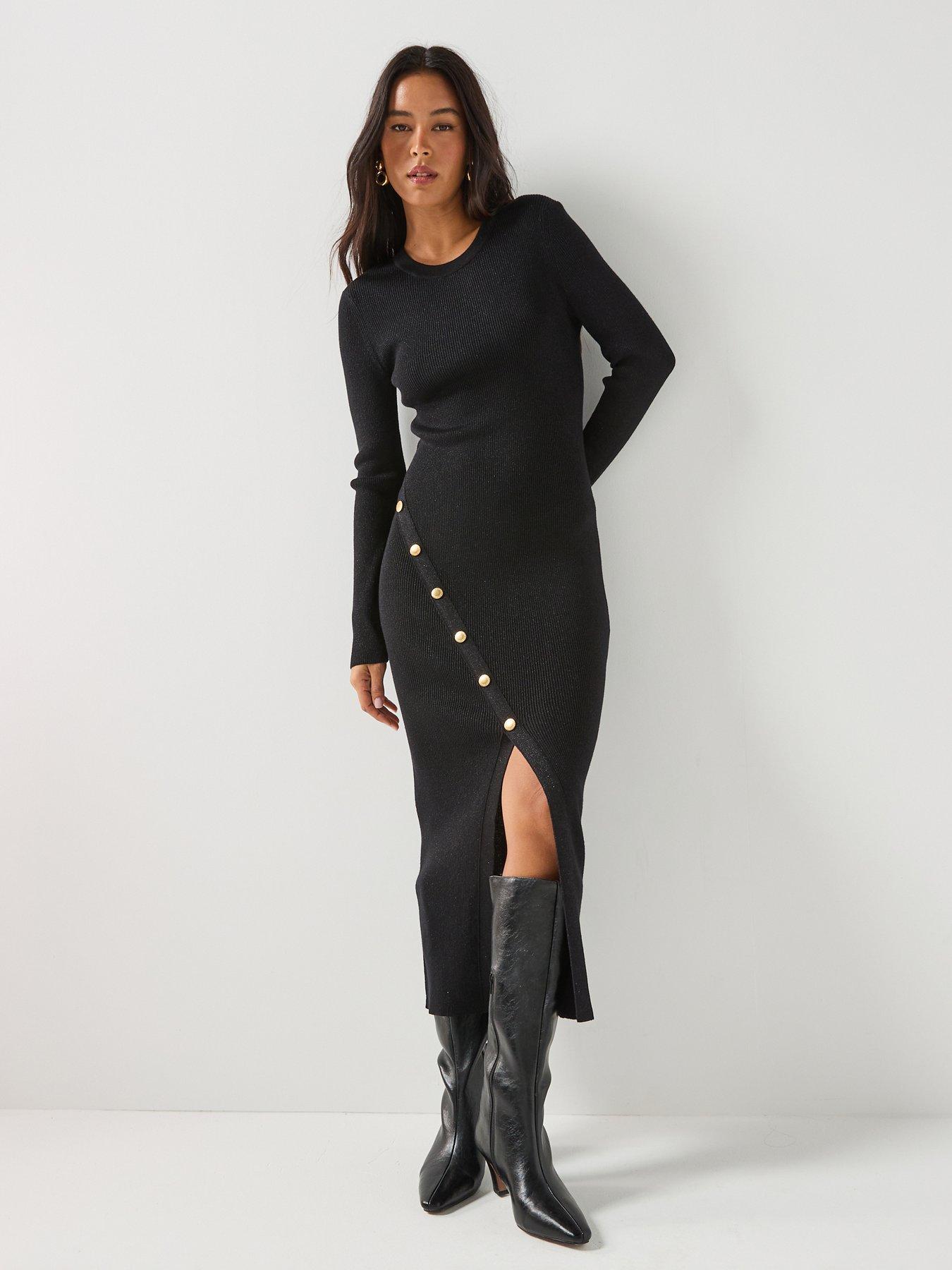 Barbour International Molina Knitted Midi Dress - Black