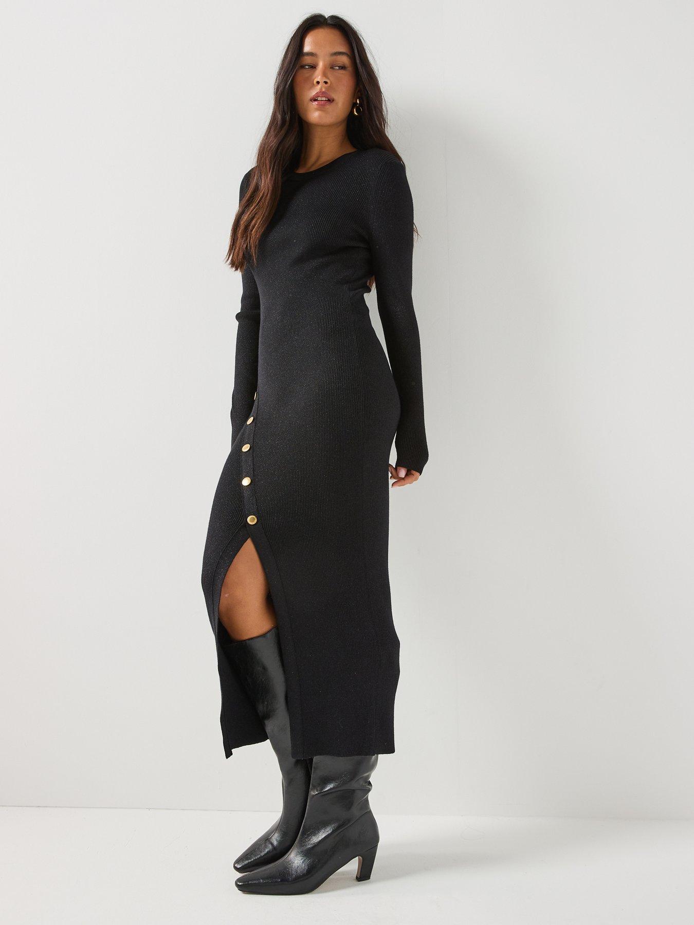 Image 6 of 6 of Barbour International Molina Knitted Midi Dress - Black