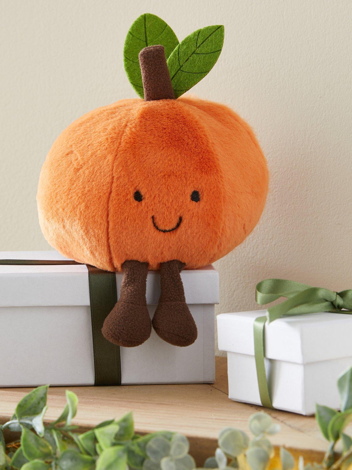 Festive Plush Orange with Green Leaves Christmas Decoration - 8cm