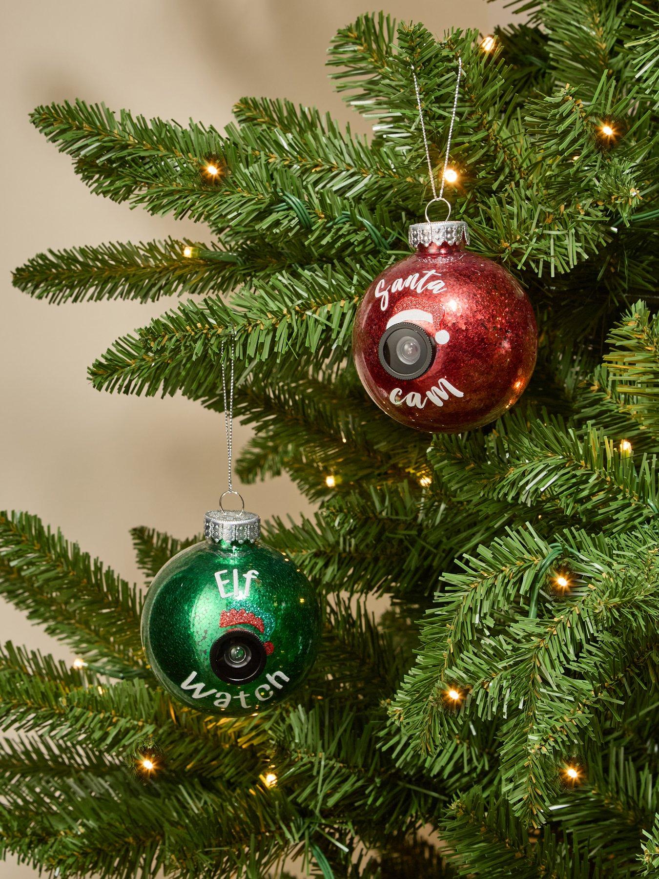 Image 1 of 3 of Festive Pack of 2 Santa/Elf Cam Christmas Tree&nbsp;Baubles
