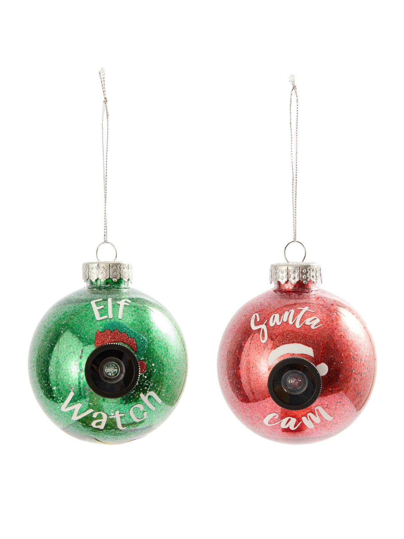 Image 3 of 3 of Festive Pack of 2 Santa/Elf Cam Christmas Tree&nbsp;Baubles