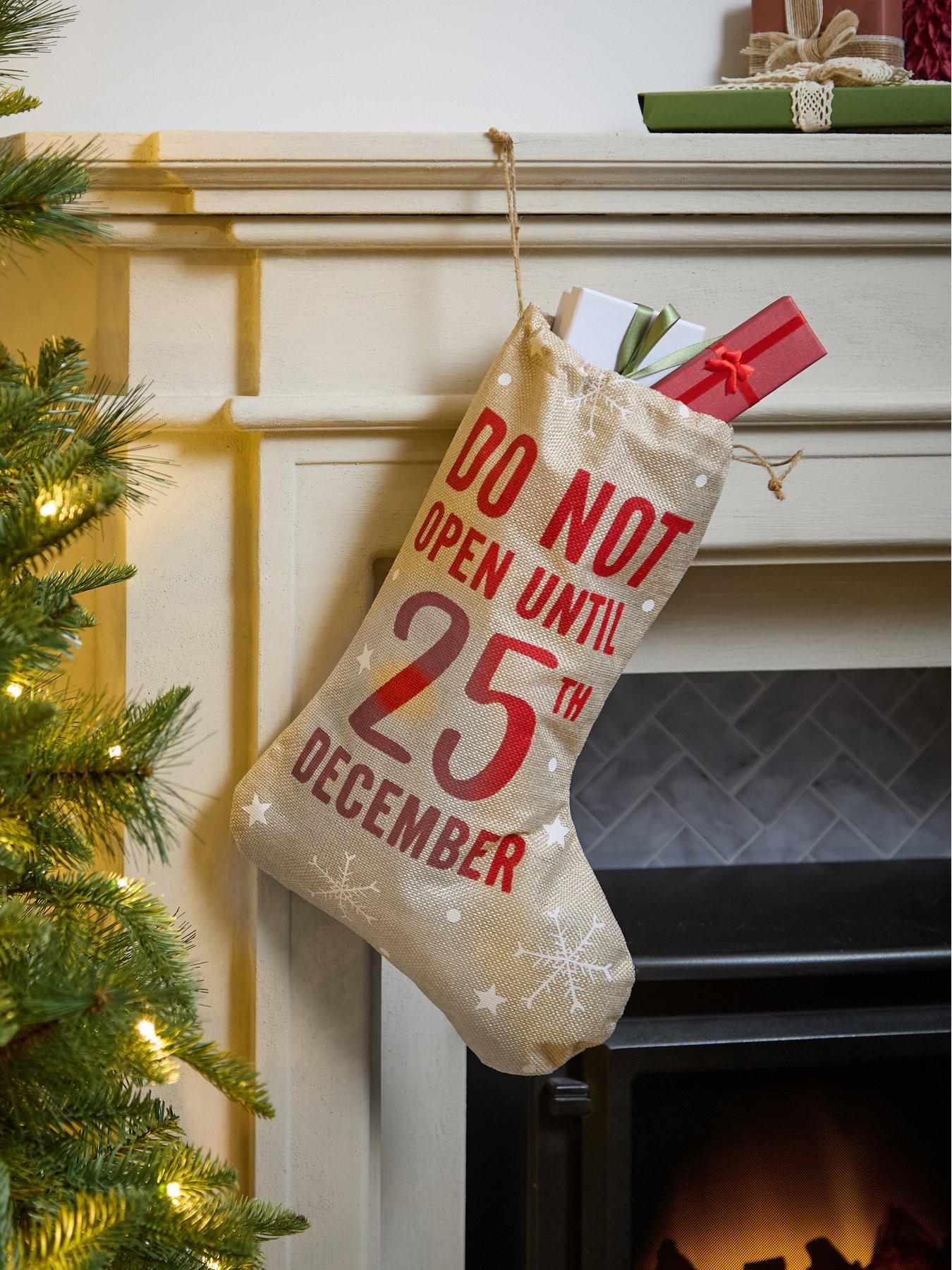 Image 1 of 6 of Festive Hessian Do Not Open Until 25th December Christmas Stocking - 41cm
