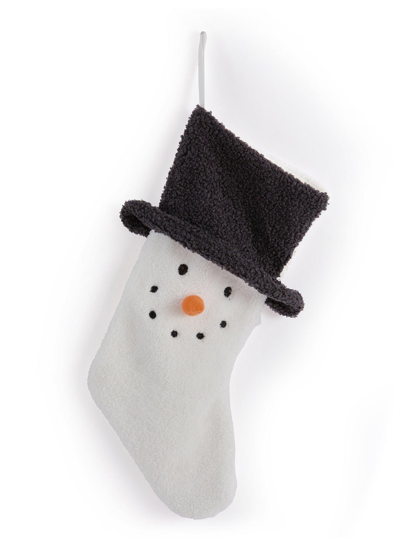 Image 2 of 6 of Festive Snowman Christmas Stocking with Black Top Hat - 46&nbsp;cm