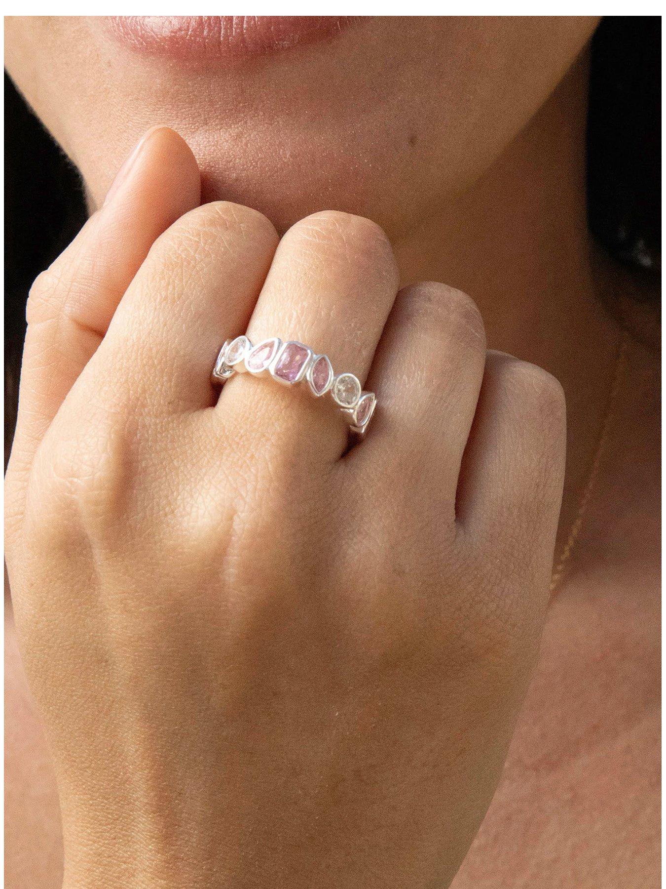 Seol + Gold Sterling Silver Multi Shape Bezel Set Eternity Band Ring