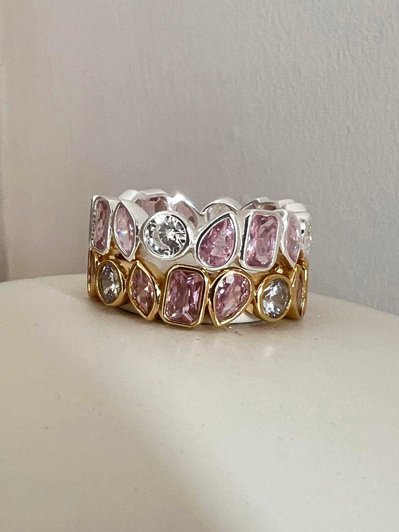 Image 6 of 7 of Seol + Gold Sterling Silver Multi Shape Bezel Set Eternity Band Ring
