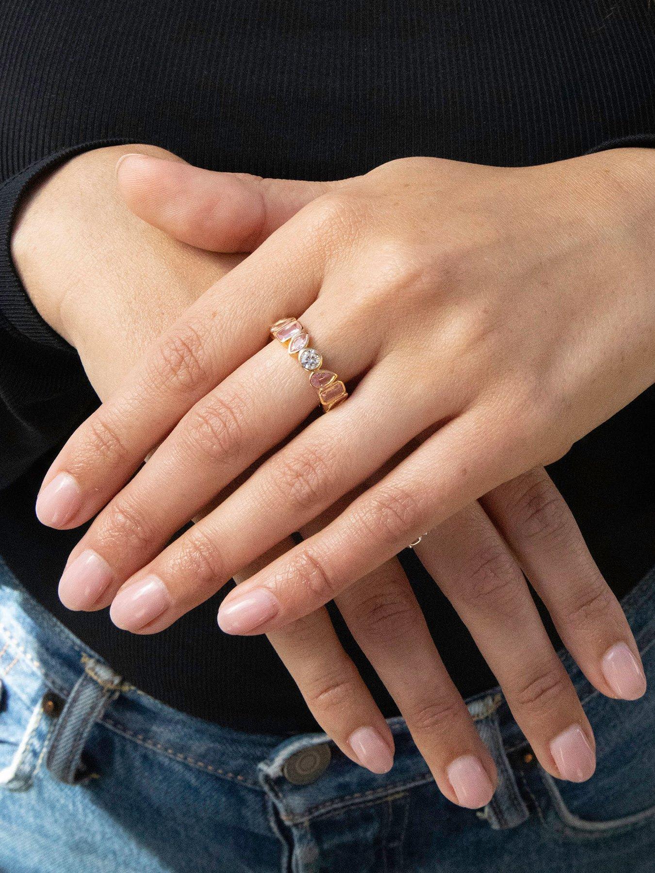 Seol + Gold 18ct Gold Plated Multi Shape Bezel Set Eternity Band Ring