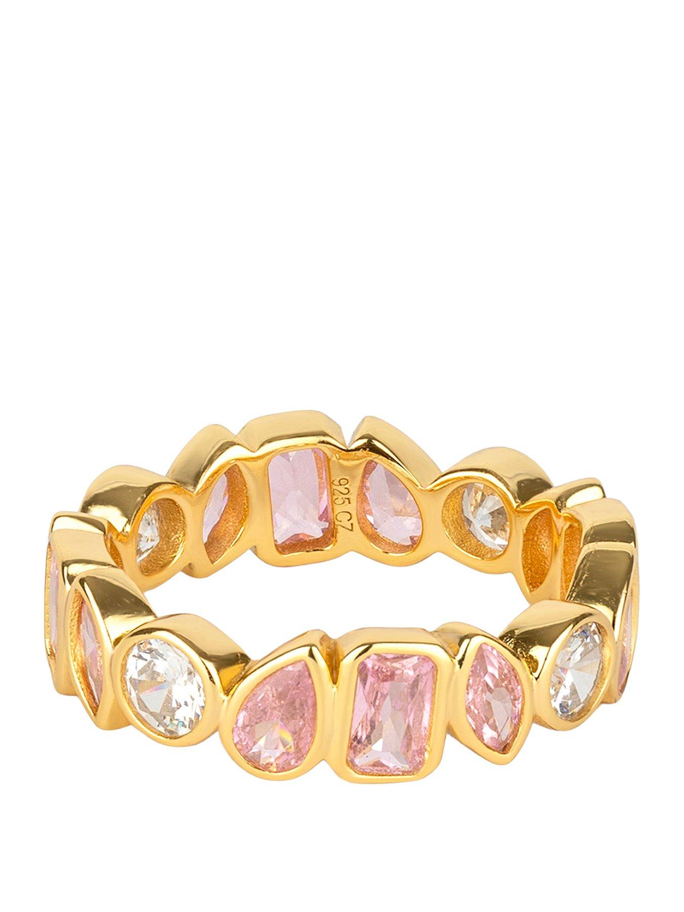 Seol + Gold 18ct Gold Plated Multi Shape Bezel Set Eternity Band Ring