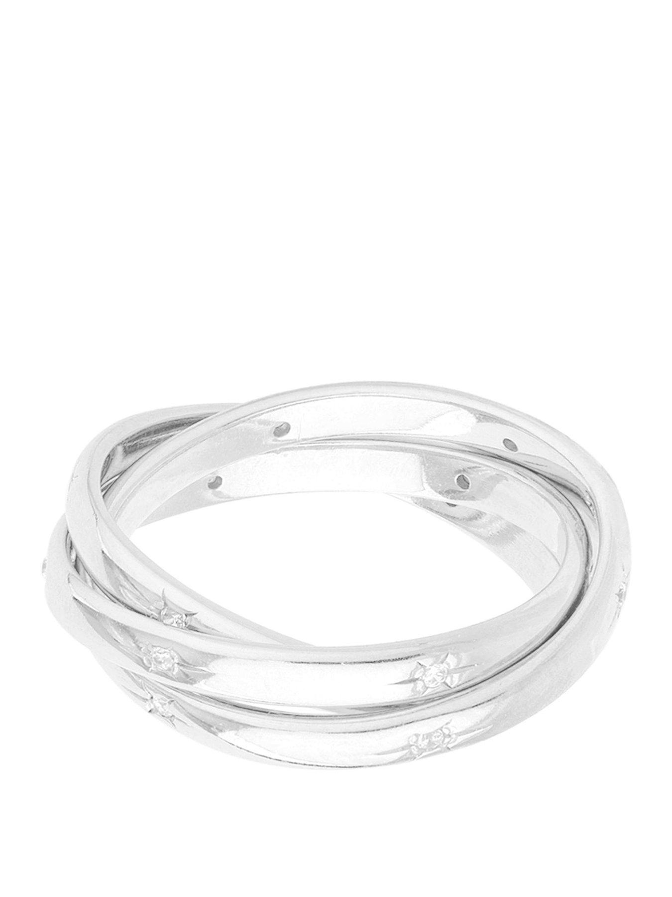 Seol + Gold Sterling Silver CZ Star Constellation Rolling Ring