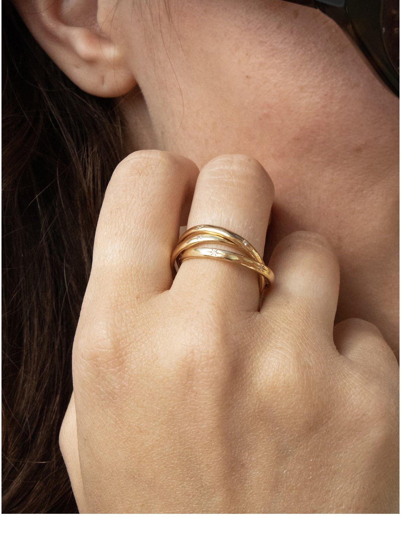 Seol + Gold 18ct Gold Plated CZ Star Constellation Rolling Ring