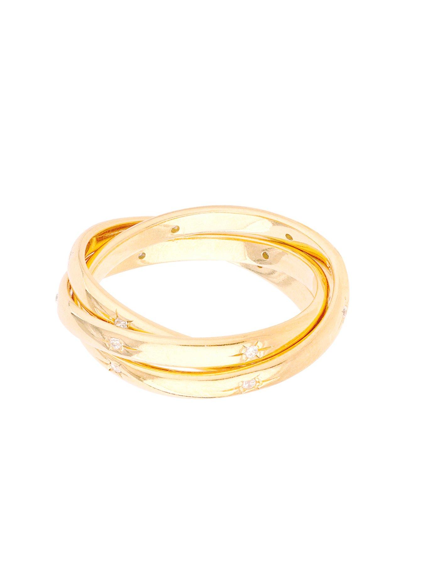 Image 2 of 7 of Seol + Gold 18ct Gold Plated CZ Star Constellation Rolling Ring