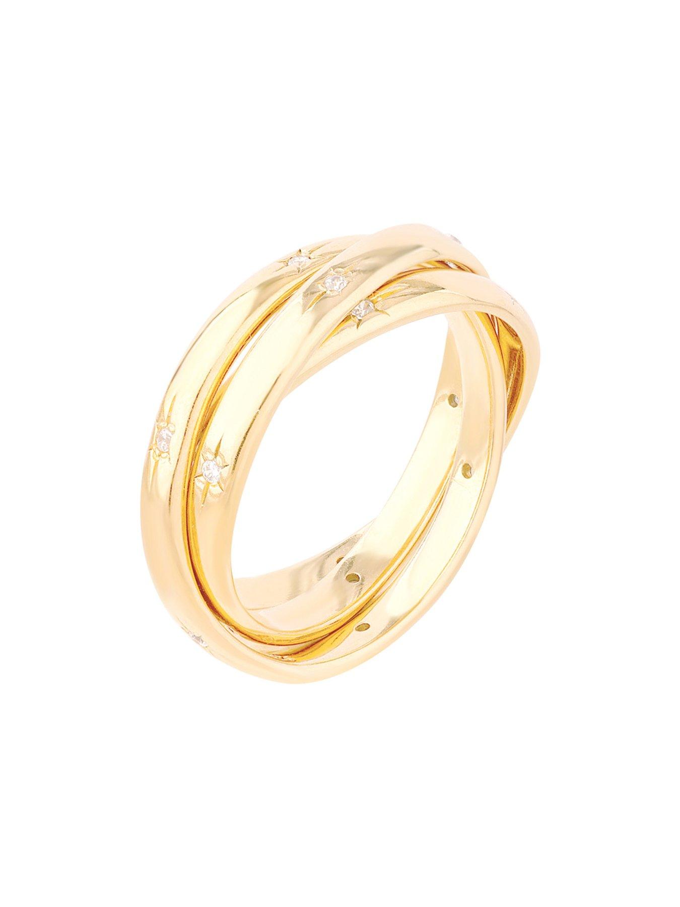 Image 3 of 7 of Seol + Gold 18ct Gold Plated CZ Star Constellation Rolling Ring