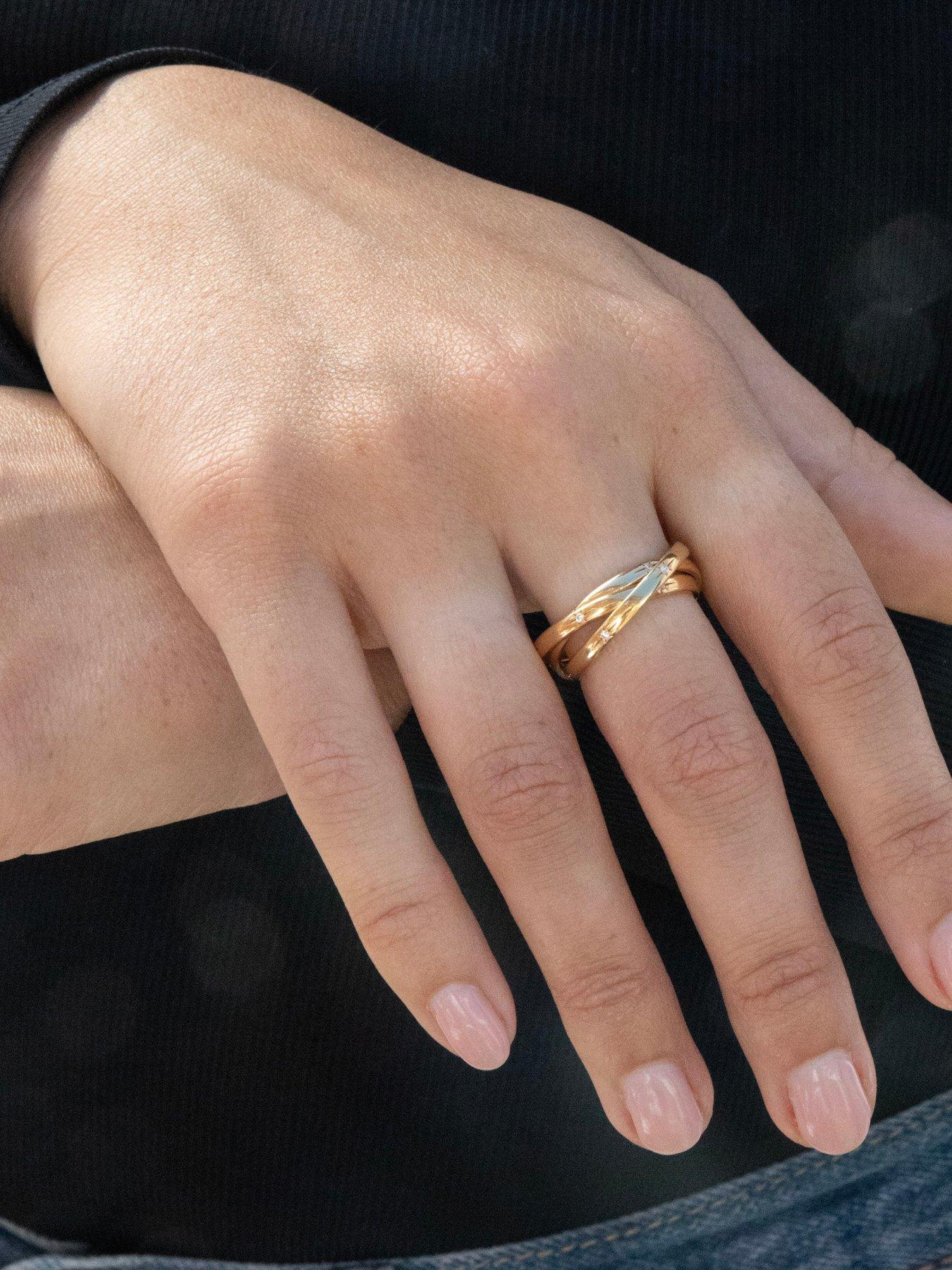 Image 4 of 7 of Seol + Gold 18ct Gold Plated CZ Star Constellation Rolling Ring