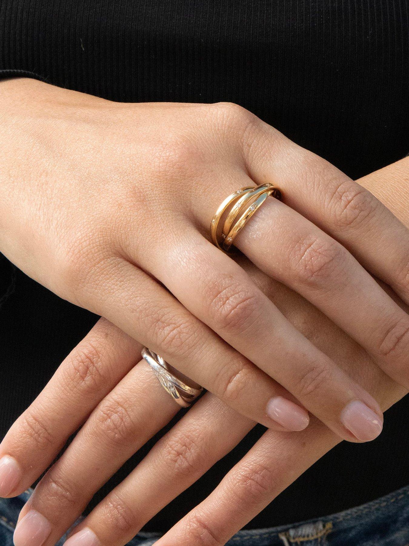 Image 5 of 7 of Seol + Gold 18ct Gold Plated CZ Star Constellation Rolling Ring