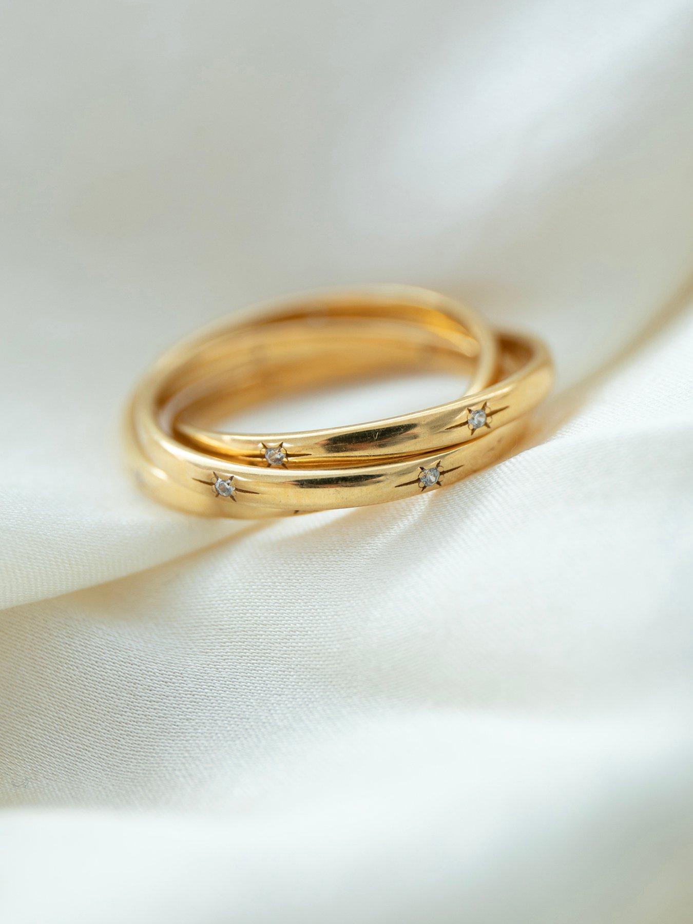 Image 6 of 7 of Seol + Gold 18ct Gold Plated CZ Star Constellation Rolling Ring