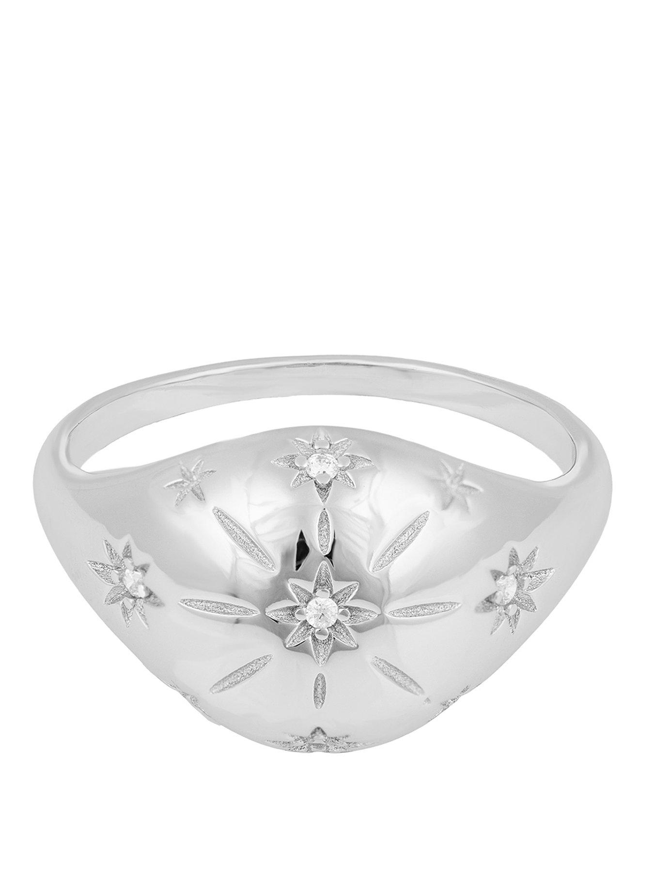 Seol + Gold Sterling Silver Domed CZ Star Ring