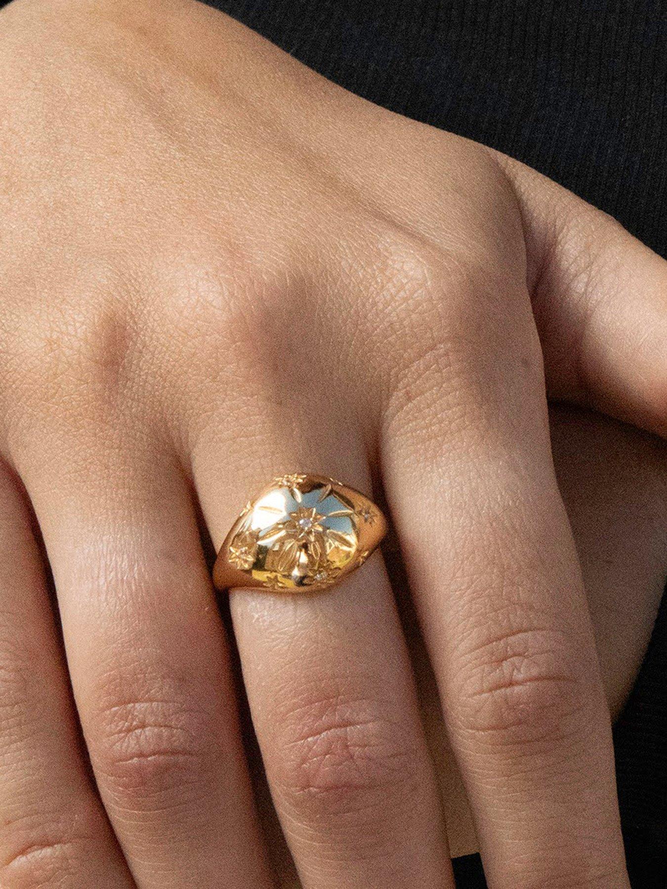 Seol + Gold 18ct Gold Plated Domed CZ Star Ring
