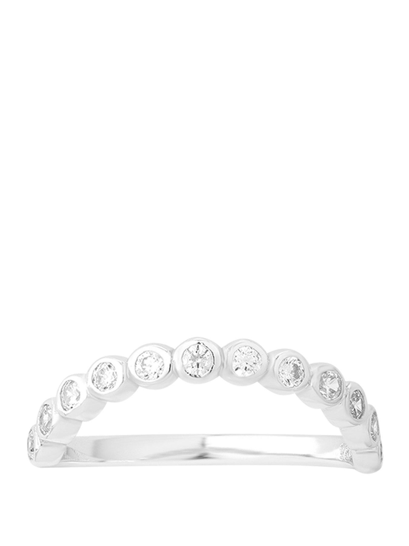 Image 1 of 6 of Seol + Gold Sterling Silver CZ Bezel Wave Ring