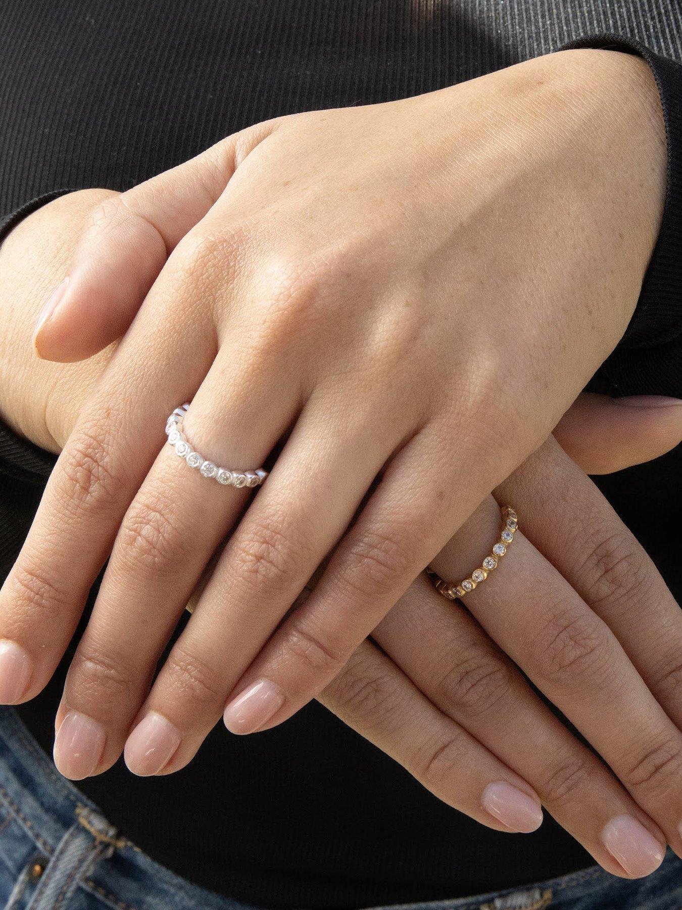 Image 2 of 6 of Seol + Gold Sterling Silver CZ Bezel Wave Ring