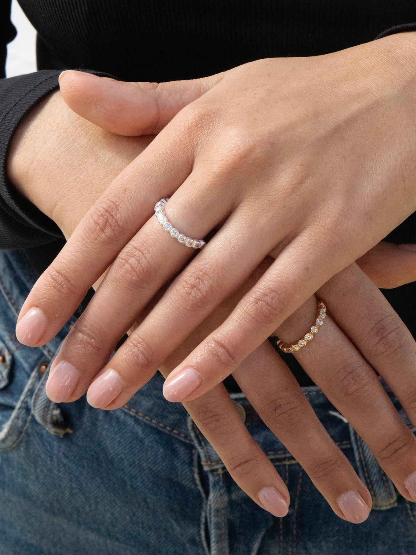 Image 4 of 6 of Seol + Gold Sterling Silver CZ Bezel Wave Ring