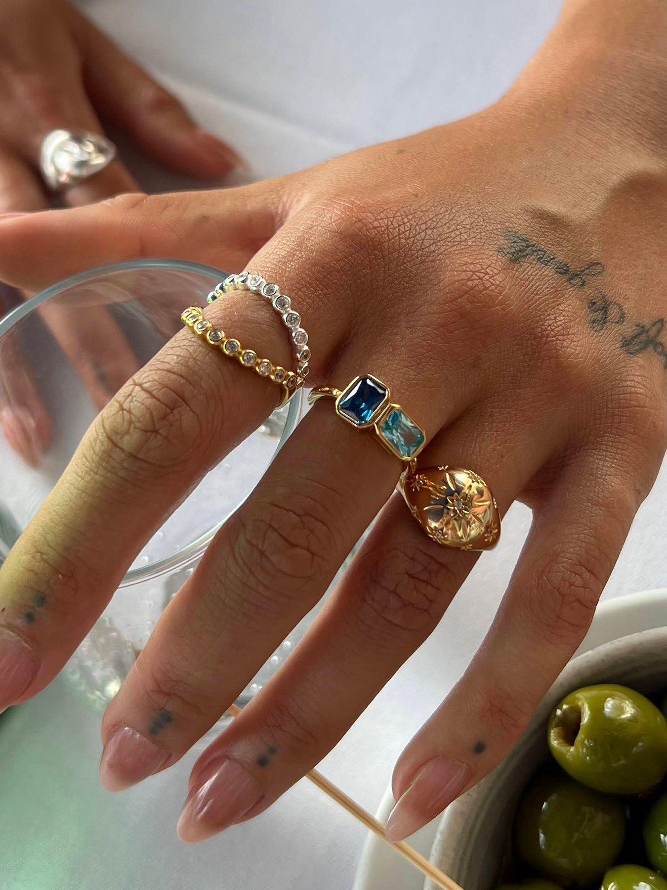 Image 5 of 6 of Seol + Gold Sterling Silver CZ Bezel Wave Ring