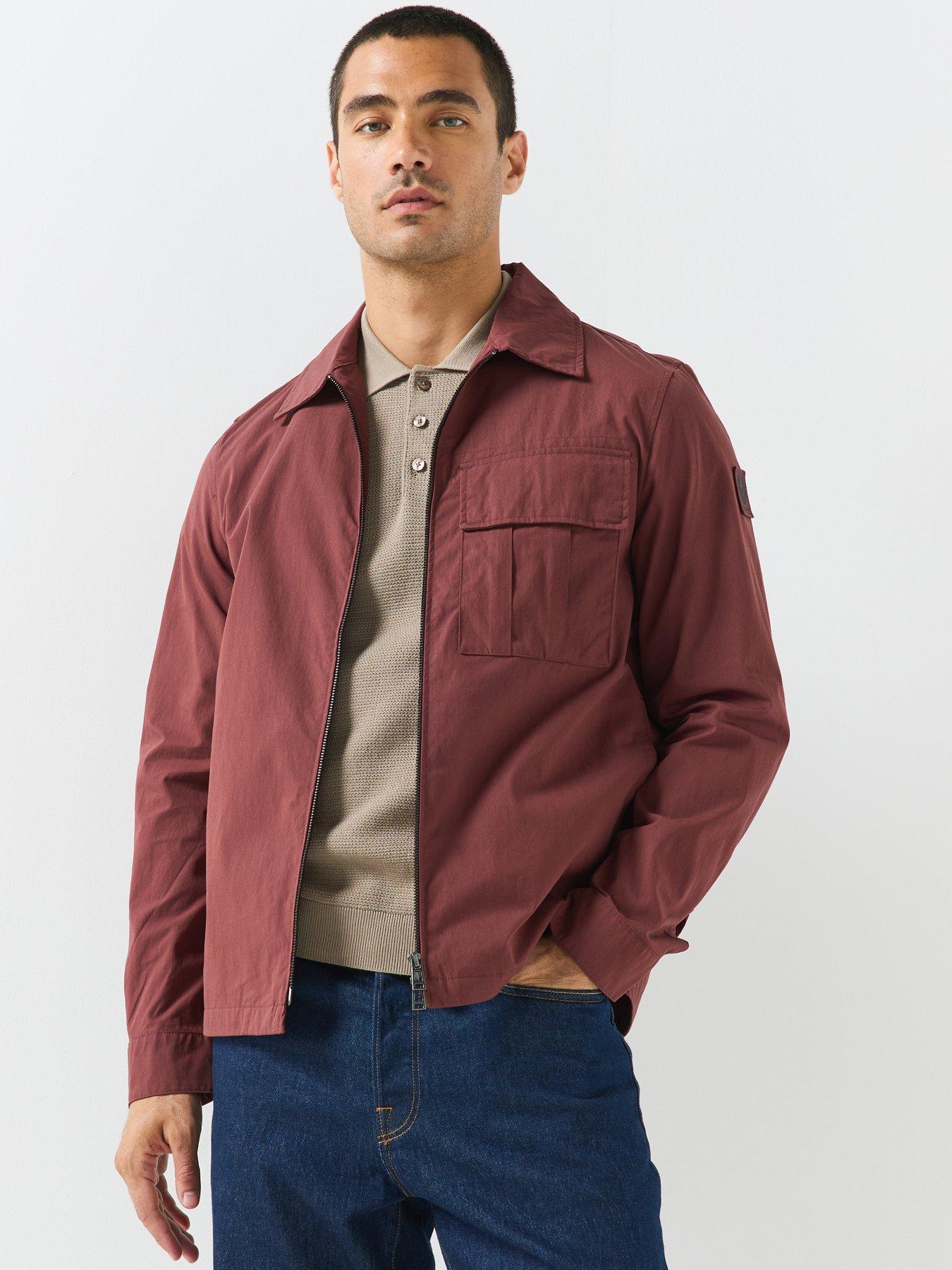 Image 1 of 6 of Belstaff Men's Cargo Zip Overshirt - Dark Red