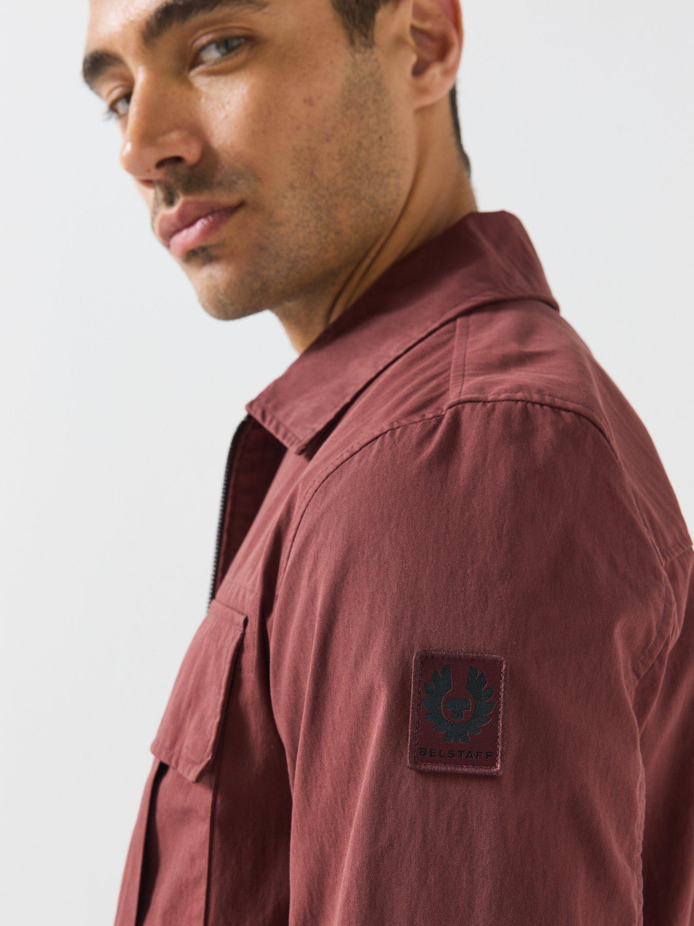 Image 4 of 6 of Belstaff Men's Cargo Zip Overshirt - Dark Red