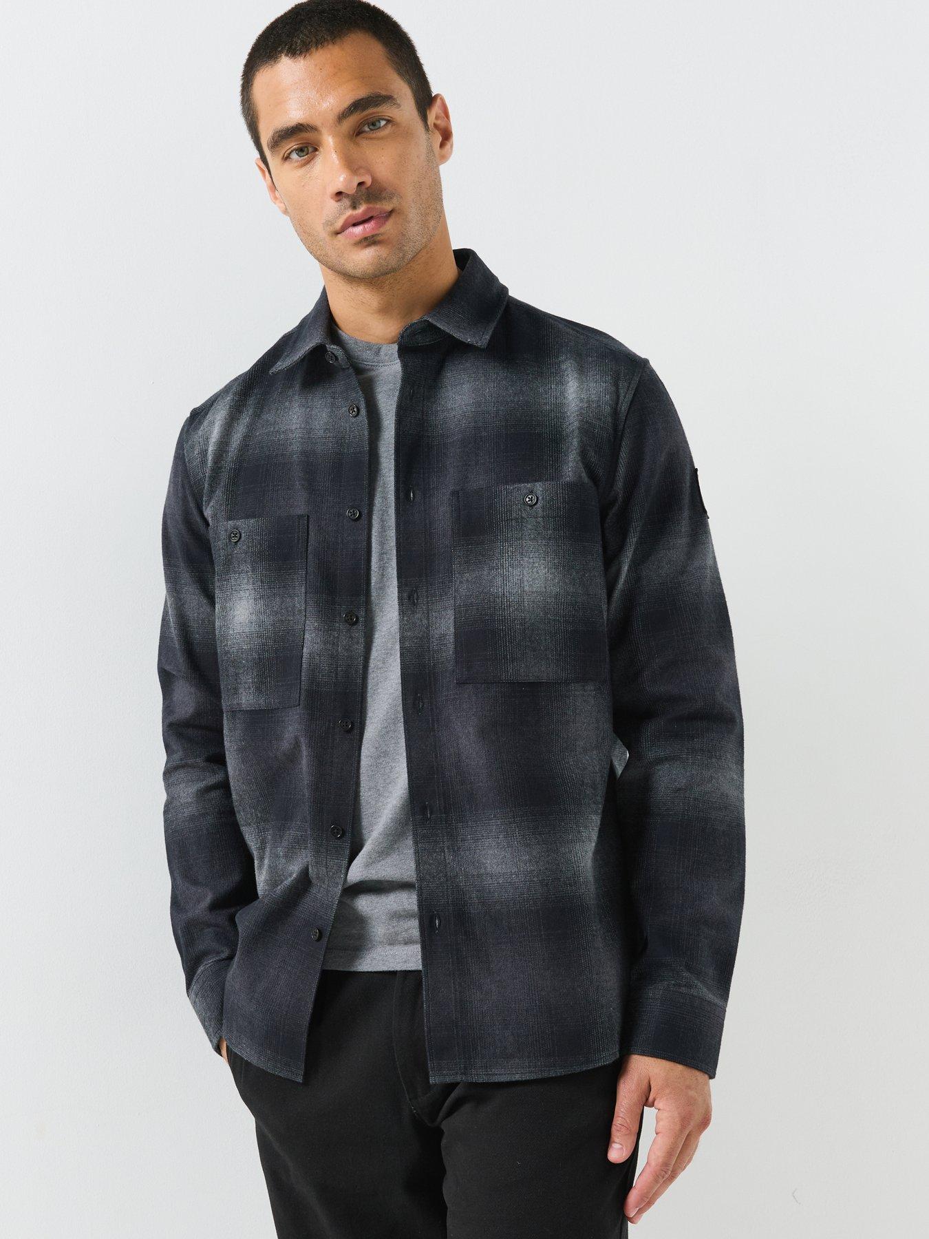 Belstaff Men's Outpost Checked Brushed Cotton Flannel Shirt - Black