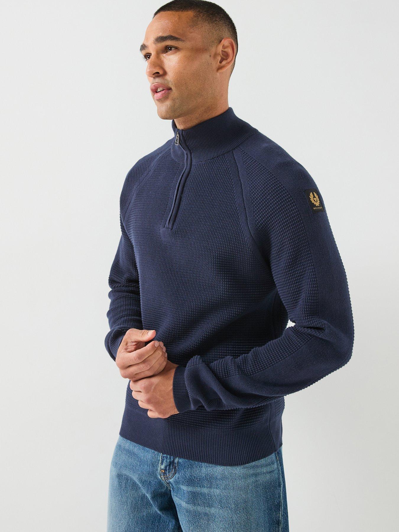 Belstaff Aspect Quarter Zip Jumper - Dark Ink Navy