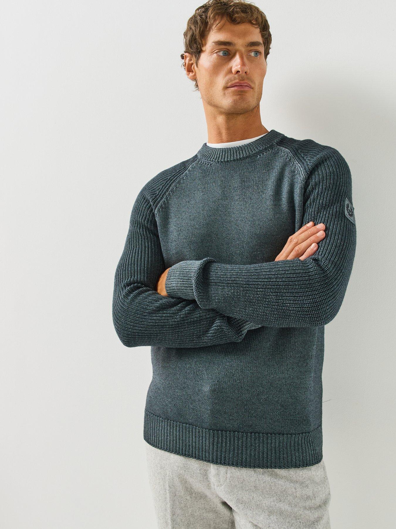 Belstaff Belstaff Garment Dye Crew Neck Knitted Jumper - Dark Blue