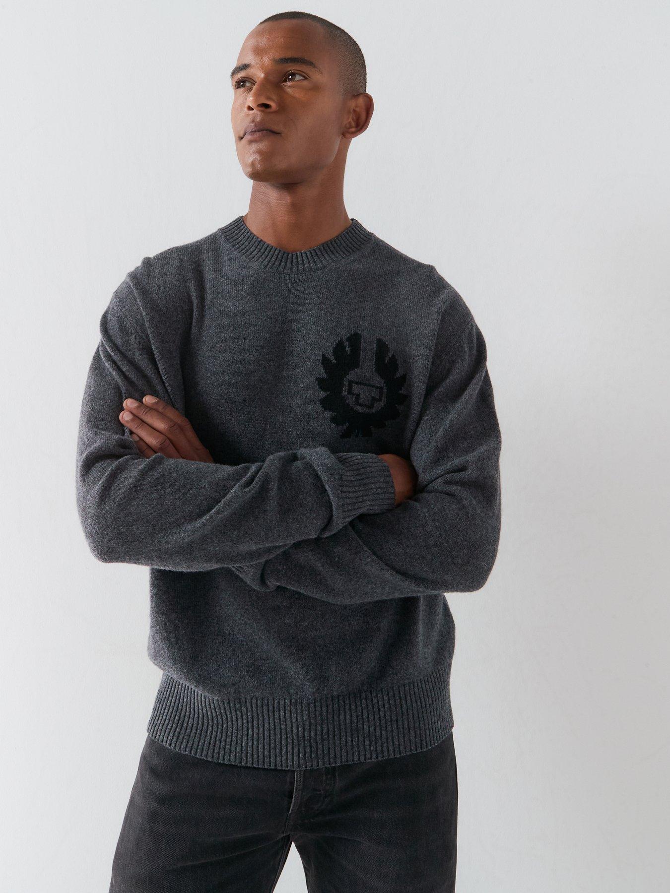 Belstaff Logo Crew Sweater - Dark Grey