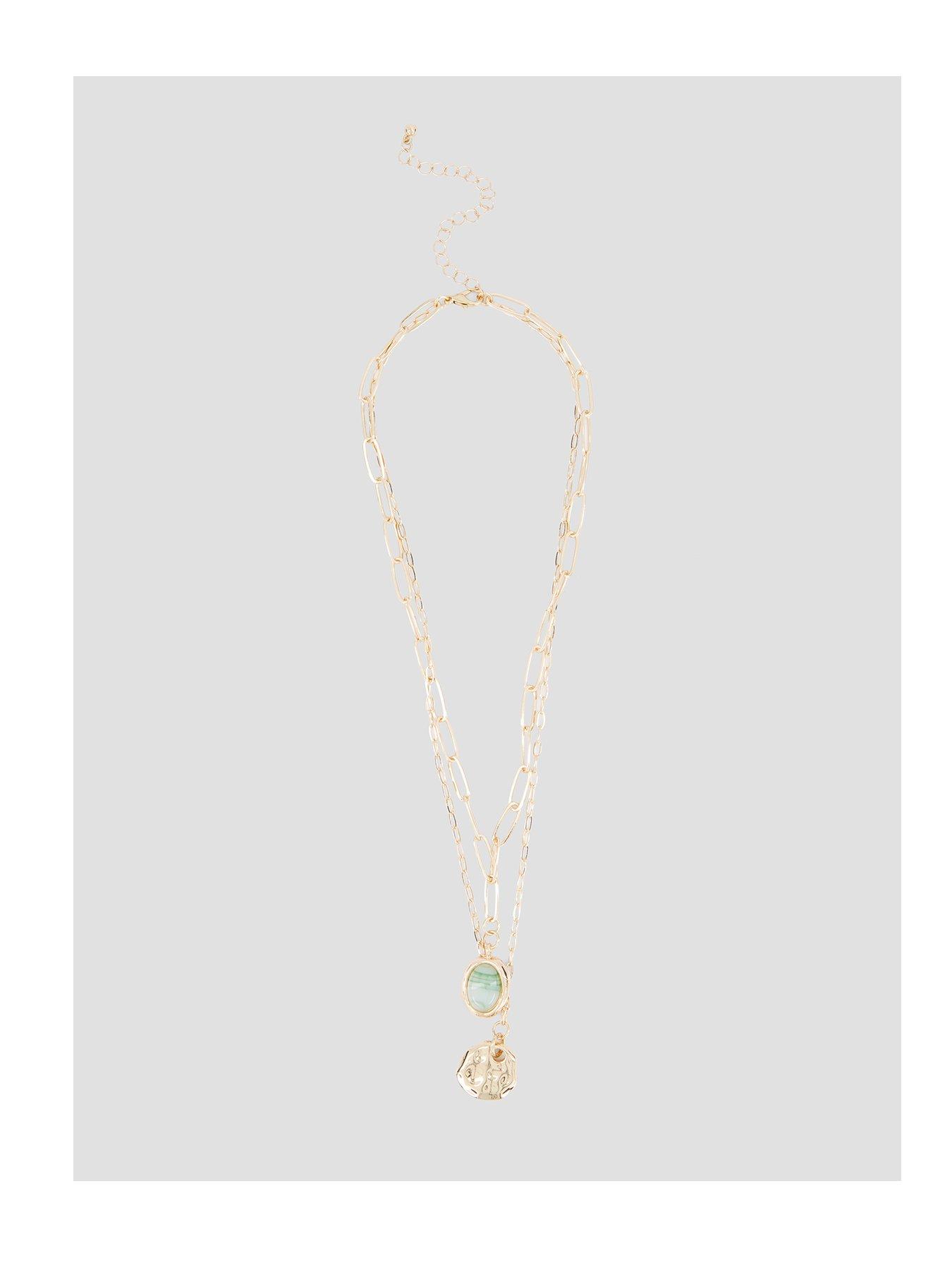 Image 1 of 3 of The Very Collection Layered Tone Chain Necklace With Pendants - Gold