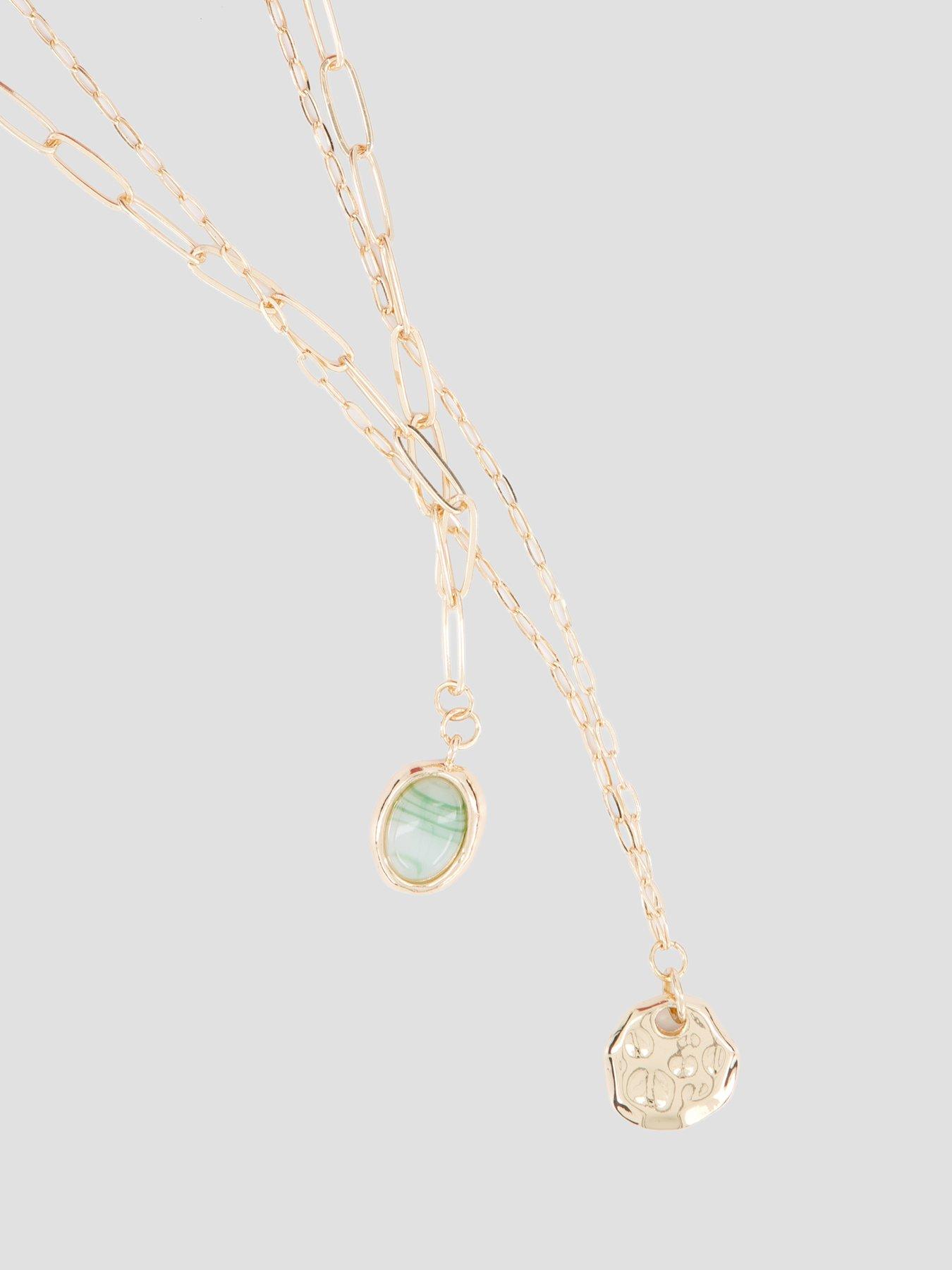 Image 2 of 3 of The Very Collection Layered Tone Chain Necklace With Pendants - Gold