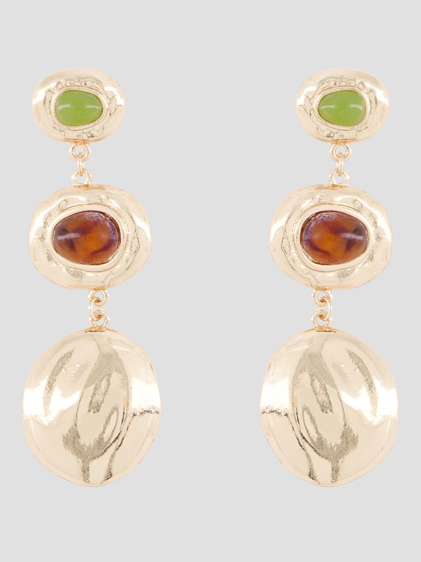 The Very Collection Gold Tone Stone Teardrop Earrings