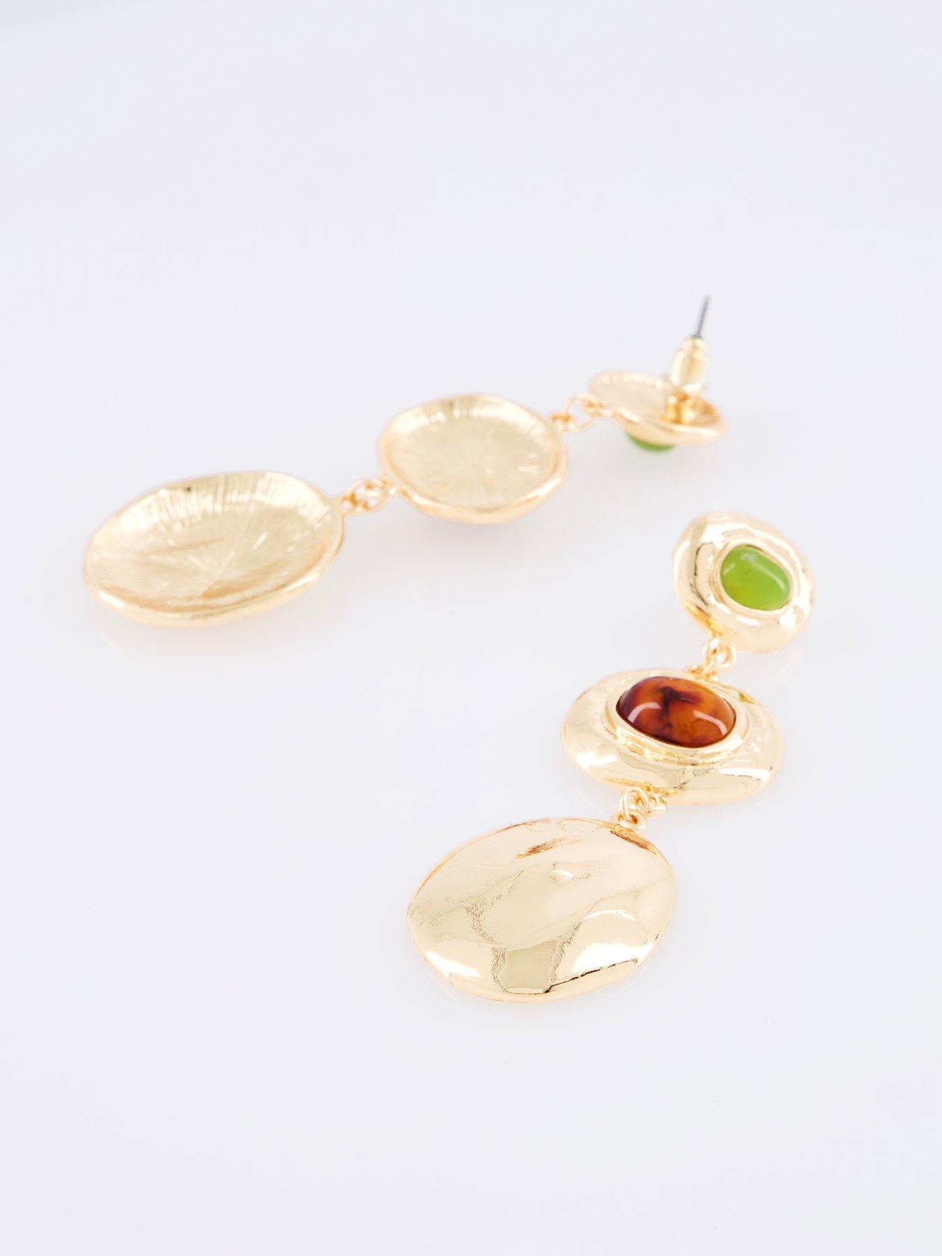 Image 2 of 3 of The Very Collection Tone Stone Teardrop Earrings - Gold