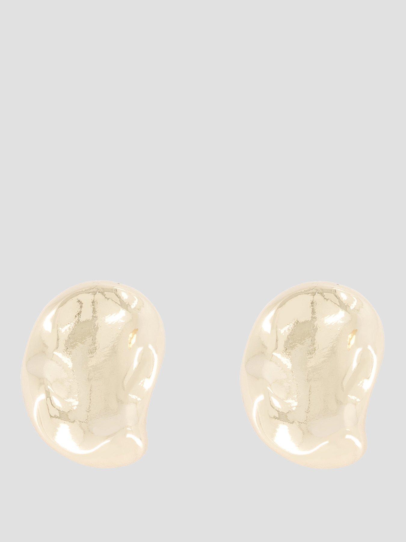 Image 1 of 3 of The Very Collection Gold Tone Hammered Oval Earrings