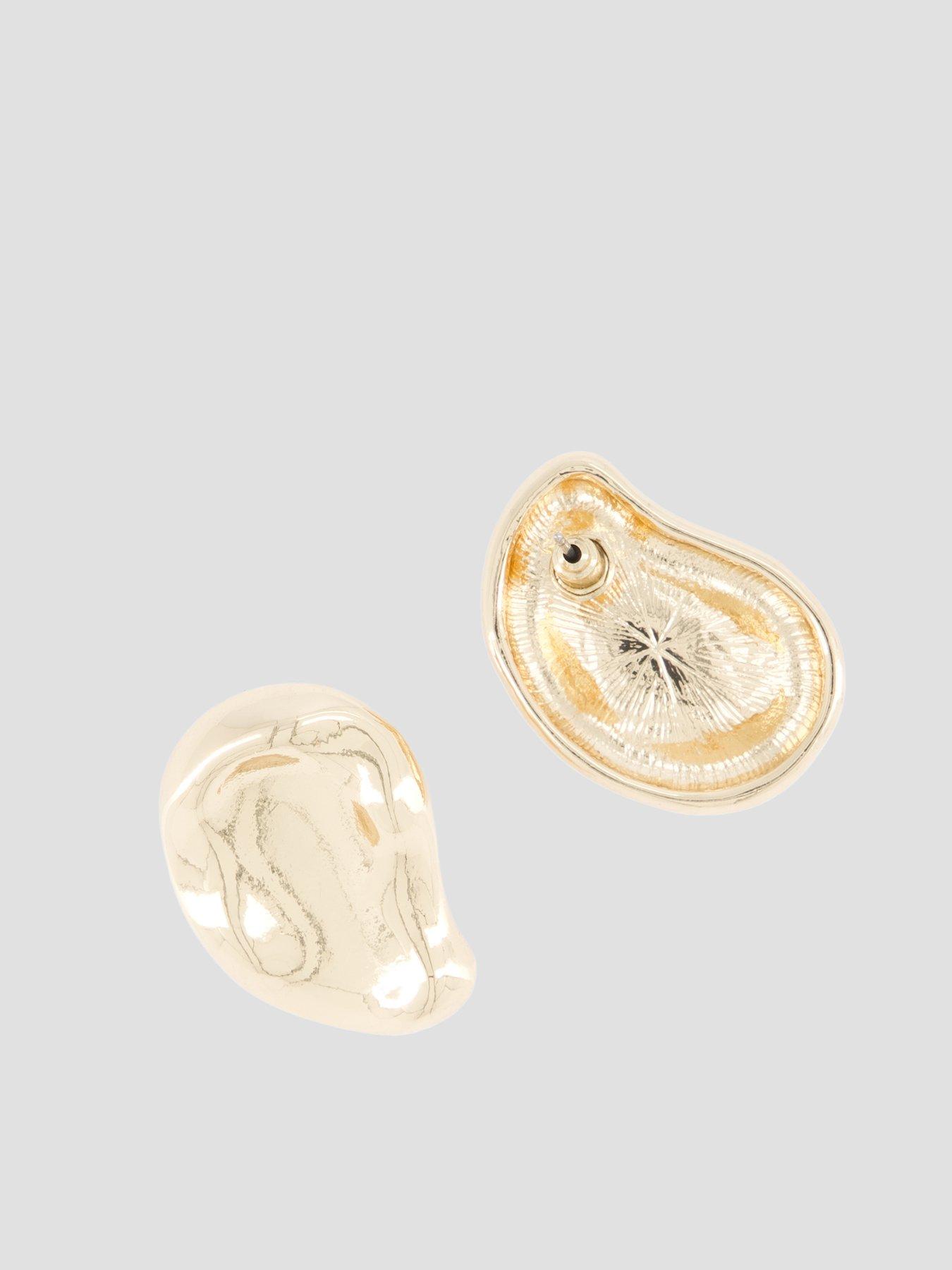 Image 2 of 3 of The Very Collection Gold Tone Hammered Oval Earrings
