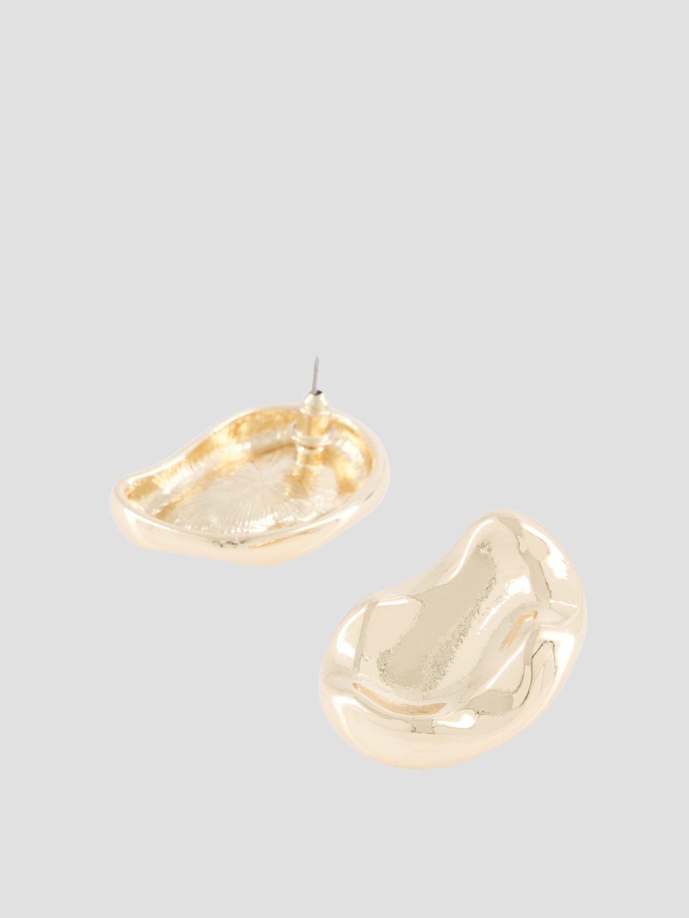 Image 3 of 3 of The Very Collection Gold Tone Hammered Oval Earrings