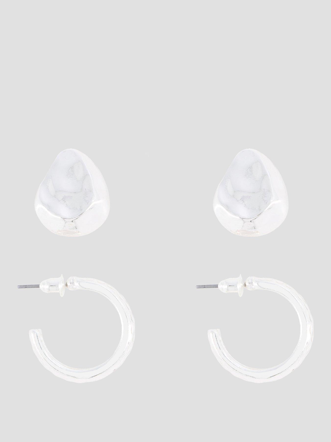The Very Collection 2 Pack Silver Tone Drop Stud Earrings