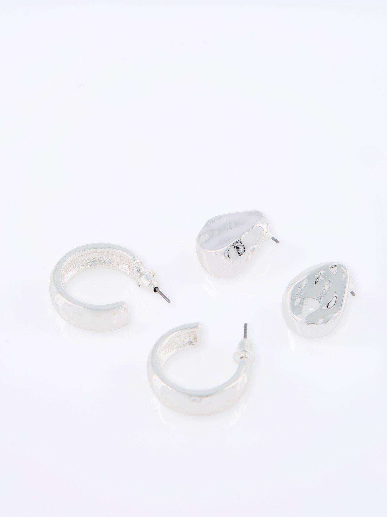 Image 3 of 3 of The Very Collection 2 Pack Tone Drop Stud Earrings - Silver