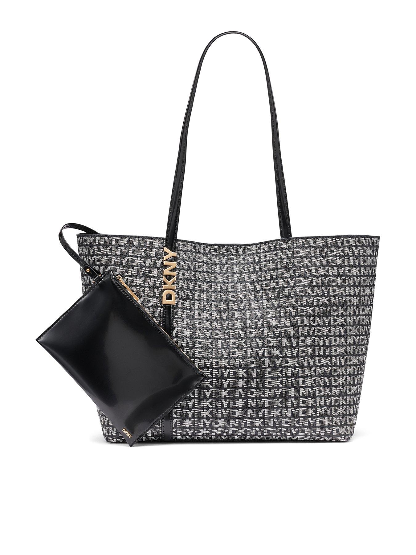 Image 1 of 5 of DKNY Avril Logo Pattern Tote Bag - Black