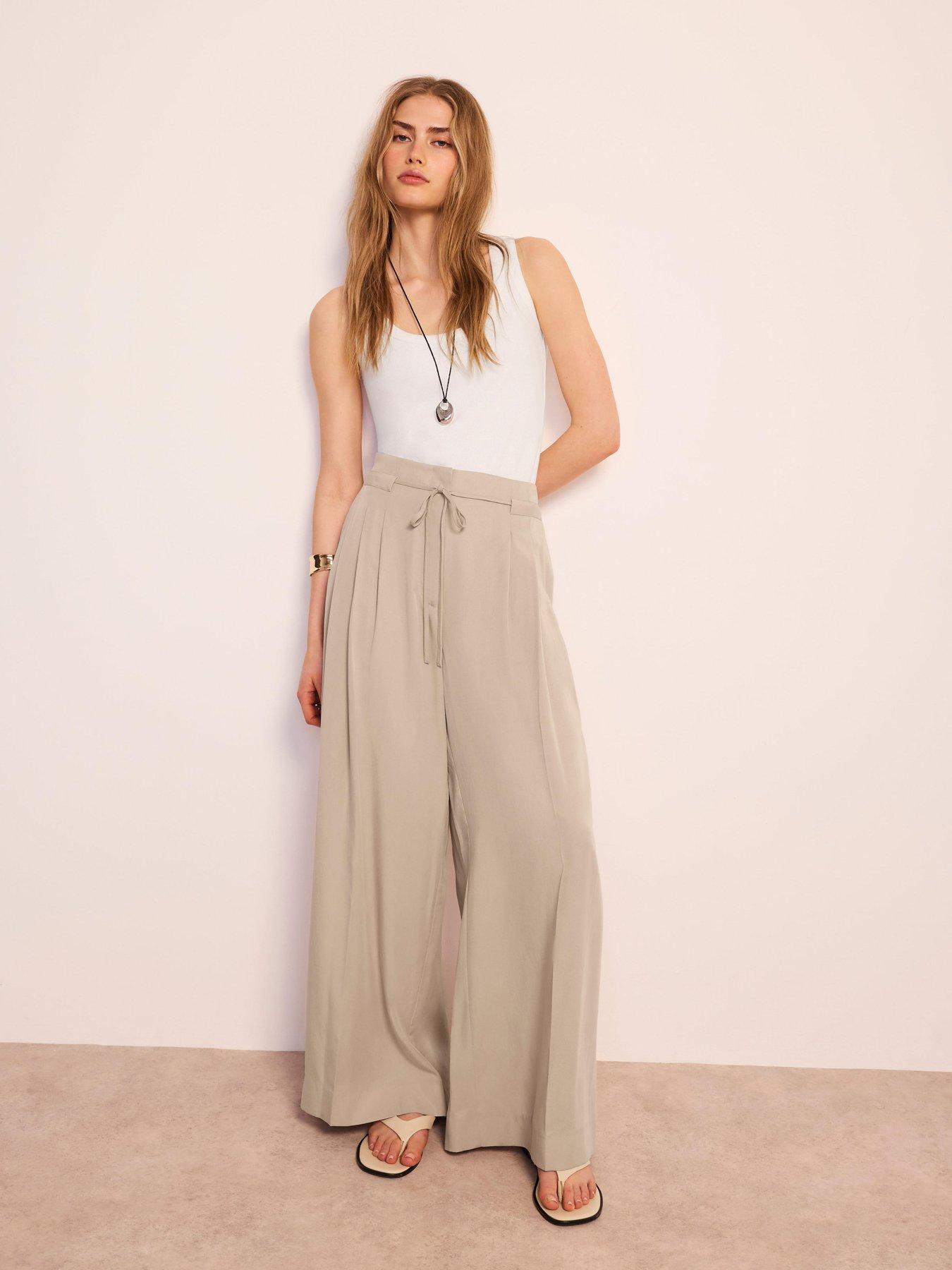Mint Velvet Taupe Pleat Trouser - Cream