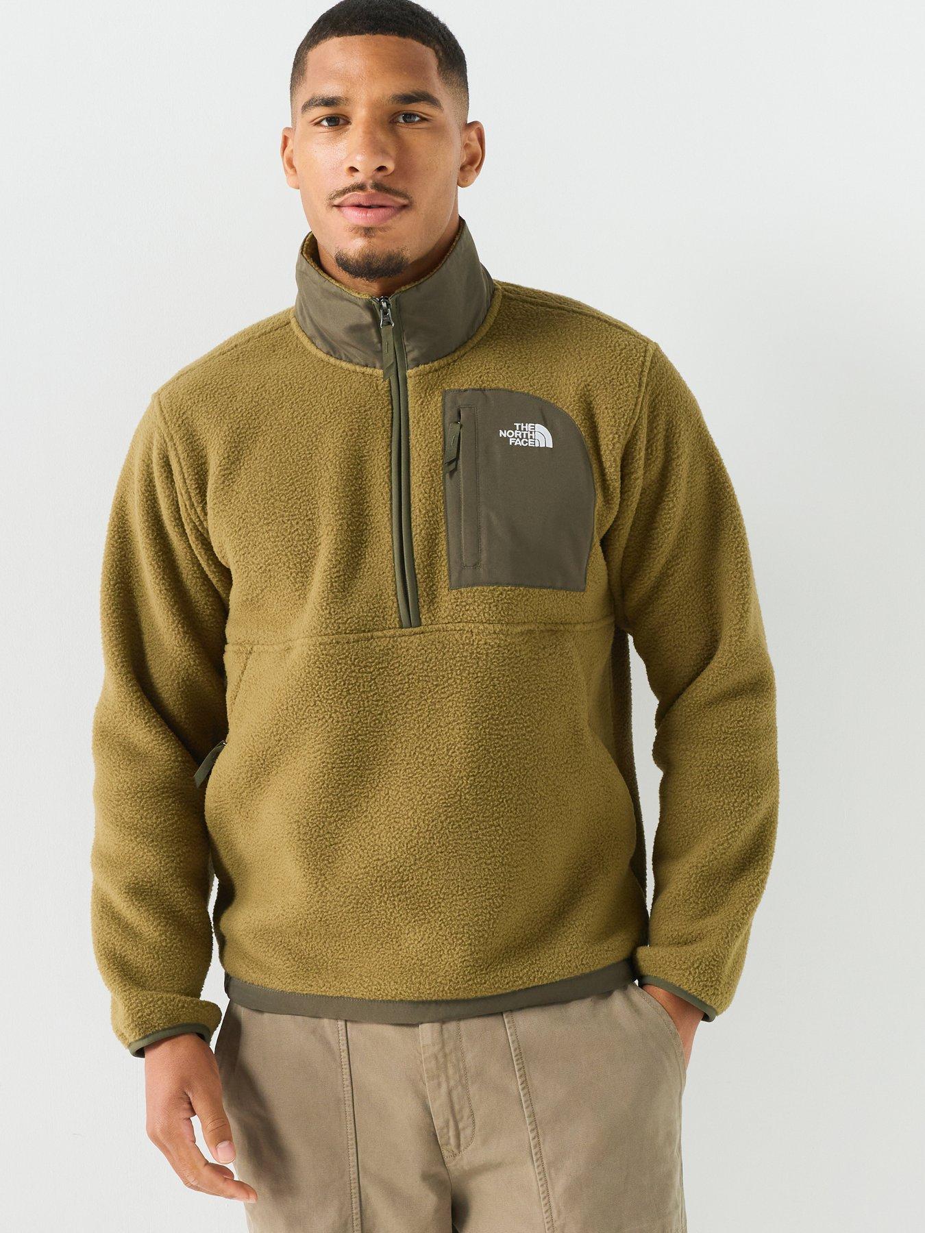 Image 1 of 6 of The North Face Mens Half Zip Zip Pocket Fleece Jacket - Green