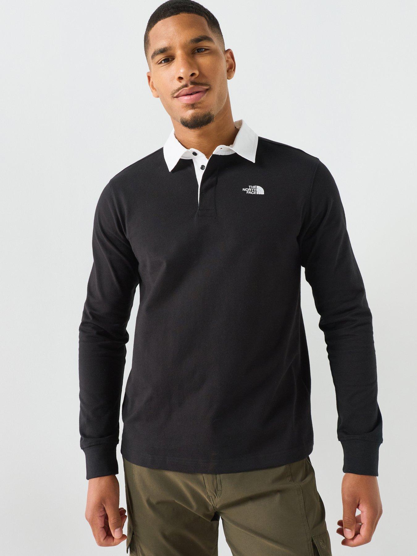 Image 1 of 5 of The North Face Mens Long Sleeve Contrast Collar Polo Shirt - Black