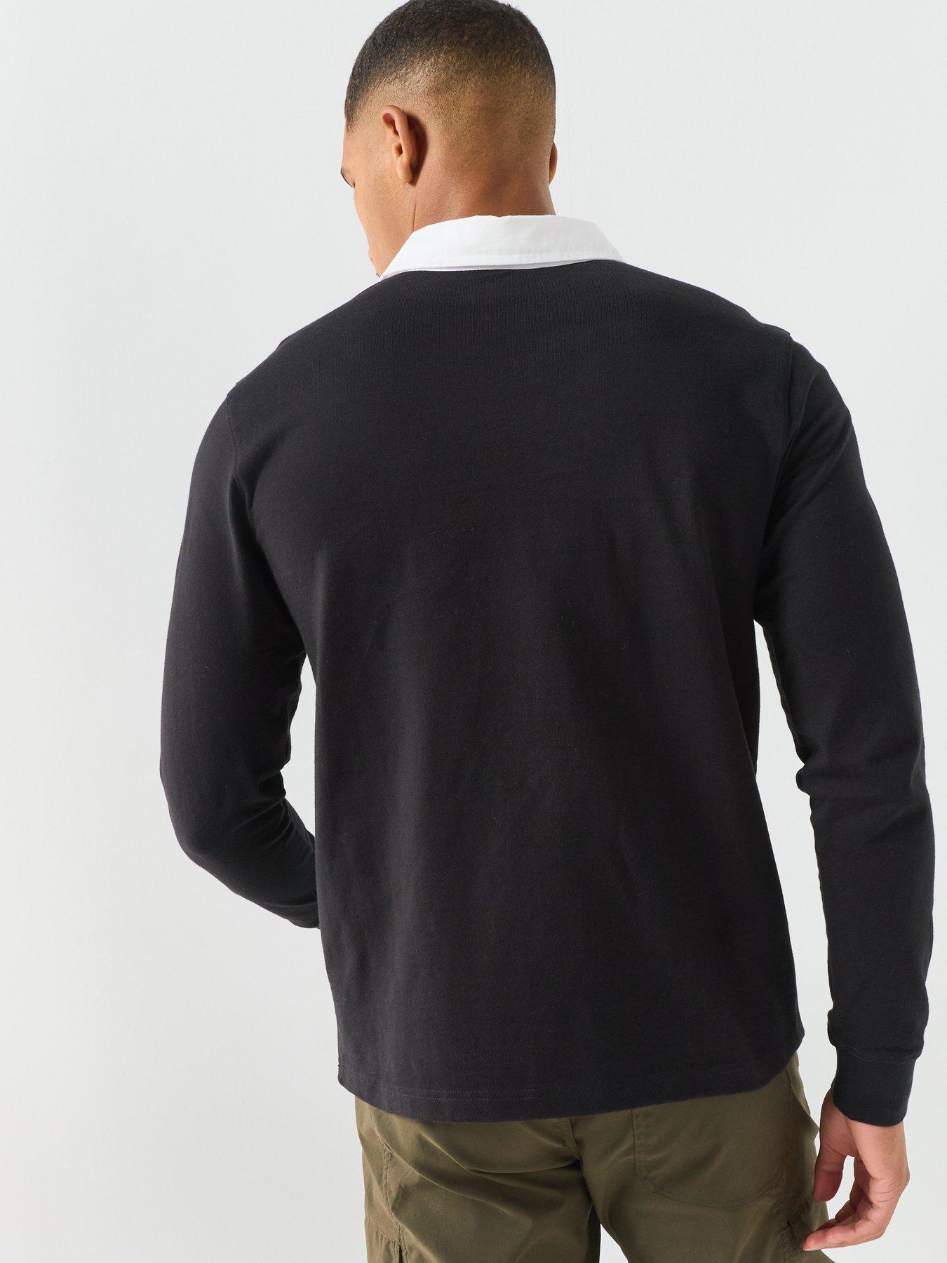 Image 2 of 5 of The North Face Mens Long Sleeve Contrast Collar Polo Shirt - Black